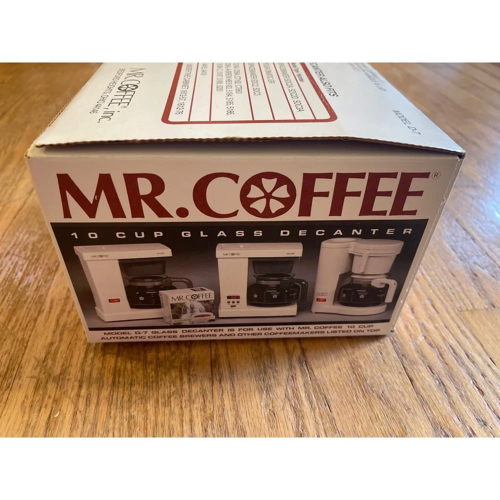 NEW Mr Coffee 10 Cup Glass Decanter Model D-7 Pot Replacement Carafe Extra Lid